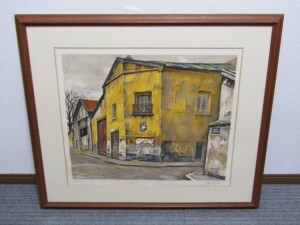 荻須高徳「サンマルクオーラ」リトグラフ 額装 1973年作 大判 文化勲章