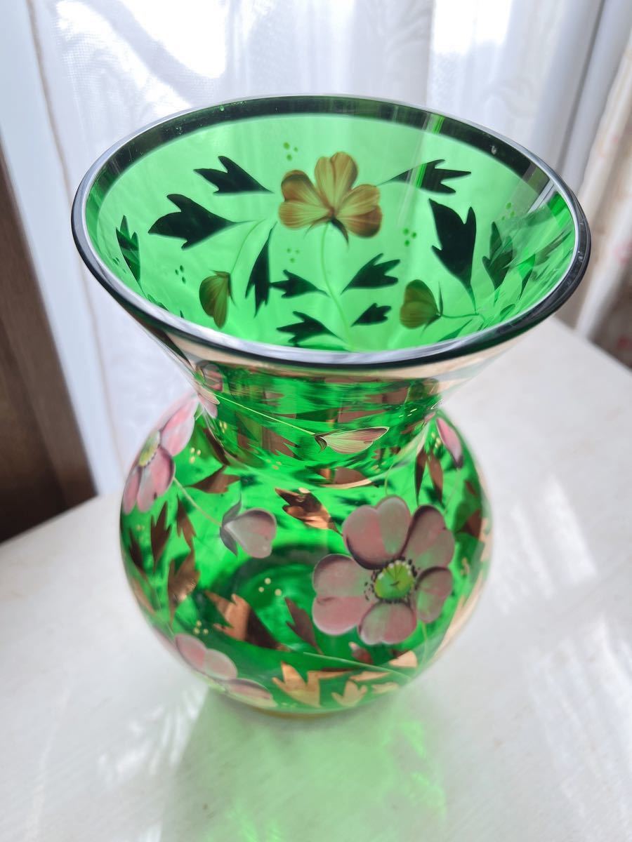 ボヘミアガラス カリクリスタルガラス 花瓶 made in Czechoslovakia