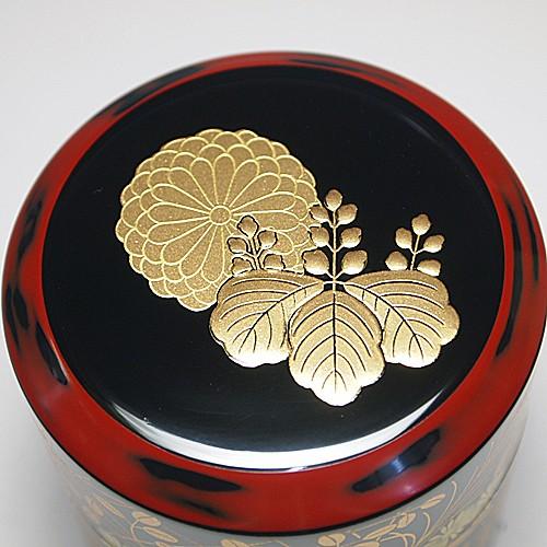 送料無料 （茶道具/茶器/棗） 山中塗 菊桐秋草蒔絵 面中次 和田寿峰作