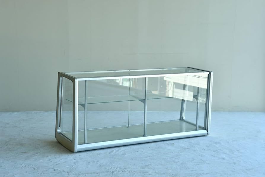 ガラス製2段ショーケース 昭和レトロ 古民具 ガラス飾り棚 昭和レトロ 木製