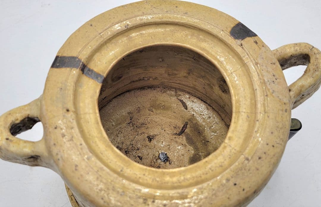 時代物美濃伊賀水指古川庄作識仕服漆塗合わせ箱茶道具骨董品、美術品